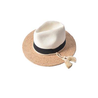 China Hot Selling Men Striped Simply Dyed Summer Wide Outdoor Beach Hat Sun Brim Straw Breathable Panama Hat for sale