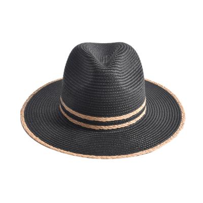 China 2021 New Design New Design Summer Paper Braid Ribbon Straw Panama Hat Striped Floppy Beach Hat Man for sale