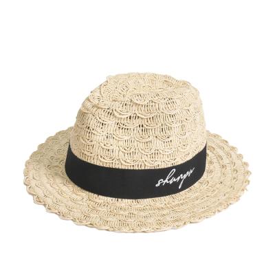 China Summer Striped Wide Brim Beach Straw Panama Hats Outdoor Paper Panama Hats For Man Sun Hat for sale