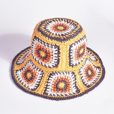 China Hot Selling Picture Women Handbag Crochet Shoulder Straw Colorful Handmade Raffia Soft Hats for sale