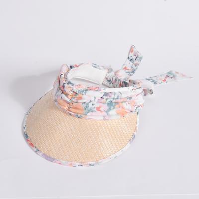 China New Design Dobby Ink Pattern Cotton Tie Dye Visor Women Hind Hat Adjustable Visor Hat for sale