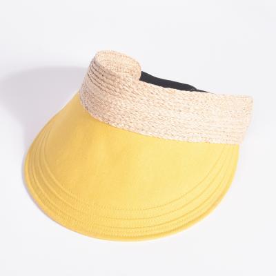 China 2021 New Design Raffia Straw Hot Sale Straw Sun Visor Hat Adjustable Women Beach Summer Sun Raffia Sun Visor Hats for sale