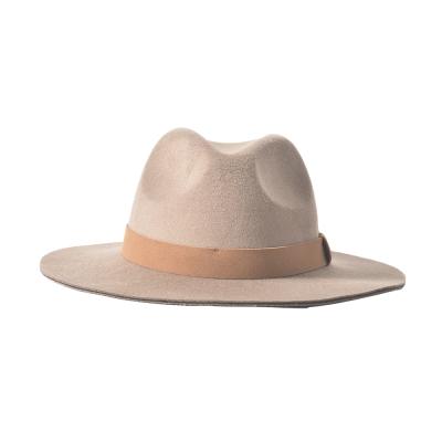 China 2021 New Fashion Checked Panama Hats Running Unisex 100% Wool Felt Wide Brim Fedora Hat for sale