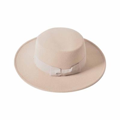 China Winter Checked Warm Custom Design Your Own Felt Hat 100% Wide Brim Wool Flat Fedora For Female Women for sale