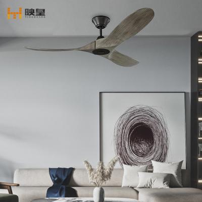 China Smart Control Modern Solid Wood Indoor or Outdoor Decorative Ceiling Fan with Remote Control, 3 Wood Blades for sale