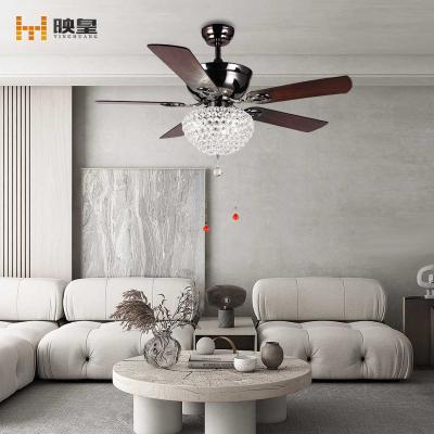 China Outdoor 52 inches Royal Luxury Crystal Decorative Wood blades Ceiling Fan with Light for sale