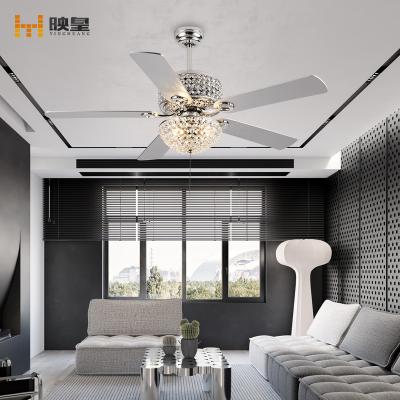 China Smart Control 52 inches Luxury Crystal Indoor Decorative Plywood blades Ceiling Fan with Light for sale