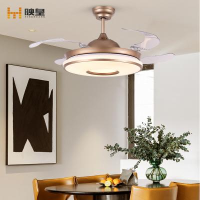 China Smart Control 36/42 Inch LED Retractable Reversible Ceiling Fan Remote Home Living Room With Light for sale