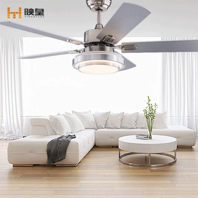 China Smart Control 42/48/52 Inch DC/AC Stainless/Wood Blades Modern Indoor Energy Efficient Ceiling Fan With LED Light for sale