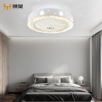 China Super Silent Smart Crystal Changeable LED Light Control Bedroom Ceiling Fan With Light for sale