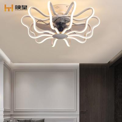 China Modern Remote Control Bedroom LED Flush Mount Aluminum Ceiling Light With Fan for sale