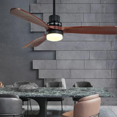 China 52 Inch LED Solid Wood Ceiling Indoor Decorative Electric Smart Control Fan with Lights for sale