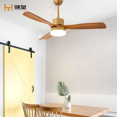 China 52 Inch DC/AC Modern LED Solid Wood Ceiling Fan Remote Control Indoor Decorative Ceiling Light With Fan for sale