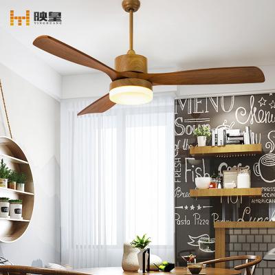 China 52 Inch Modern Solid Wood Fan LED Indoor Decorative Ceiling Lights Remote Control With Fans for sale