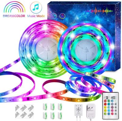 China Residential 32.8ft segmented color blue tooth app control music smart pick timing led strip lights dreamcolor rgbic for sale