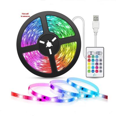 China Residential 5v USB Powered Music Cuttable Sync 24keys RGB Remote Control 5050 Led Strip Lights 5m for sale