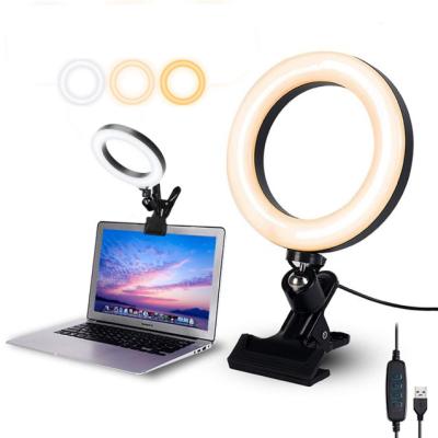 China 6 Inch Led Live Video Conference Lighting Selfie Photography Ring Light For Laptop Computer Adjustable Professional Mini Desk for sale