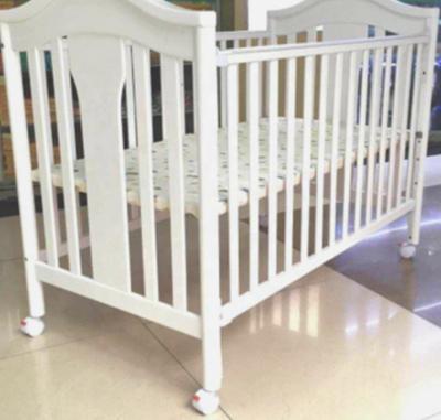 China With Mosquito Net And 4 Wheels High Quality Wooden Real Baby Crib With Mosquito Net Baby Hutch Big Bed for sale