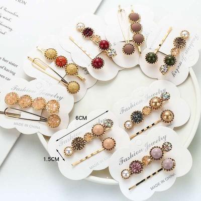 China 2020 Latest Anti-allergy Fashion Hair Accessories 2 Pieces Fancy Beads Stone Hair Clips for sale