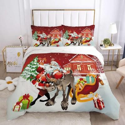 China Christmas Nondisposable 3D Printing Bedding Set 2pcs 3 pcs King Queen Size Duvet Cover Bedding and Pillow Cases Set for sale