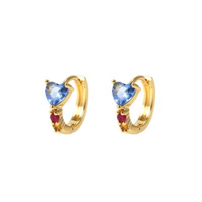 China Exquisite Appearance 100% 925 Sterling Silver 18k Gold Plated Heart Shape Gemstone Non Allergic Earrings Cuff Circle Earrings For Women Jewelry for sale