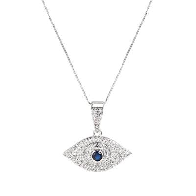 China Jewelry Initial Wholesale Cubic Zirconia Necklace Evil Eye Silver Pendant Necklace for sale