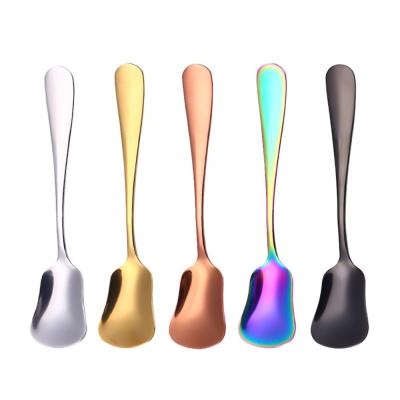 China Sustainable Logo Customized Eco-friendly Colorful Stainless Steel Mini Ice Cream Coffee Tea Spoon for sale