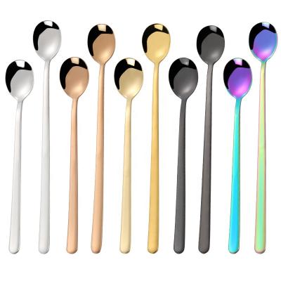 China Sustainable 304 Stainless Steel Eco-friendly 304 Handle Round Tea Coffee Mixing Spoon for sale