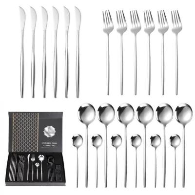 China Sustainable promotion gold and black cutipol flatware stainless steel cutlery 24pcs set for sale