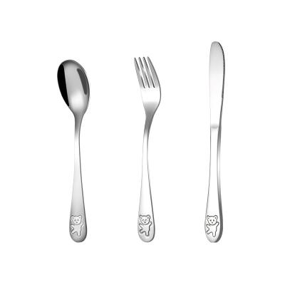 China Cute Disposable Kids Cutlery Set Children Cutlery Sets Stainless Steel Child Spoon Fork Knife for sale