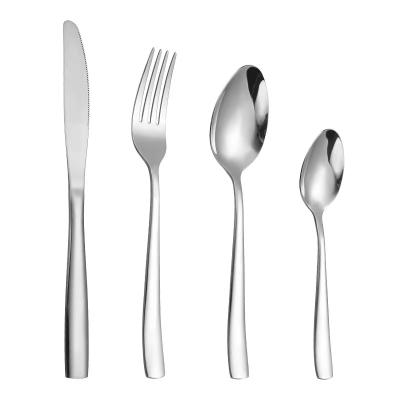 China Durable Smooth Easy Clean Silverware and Fork Set Stainless Steel Spoon Restaurant Flatware Silver Cutlery for sale