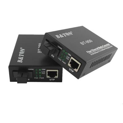 China FTTH Gigabit Media Converter 10/100/1000M Single Mode Fiber Converter 40KM Ethernet Media Converter for sale