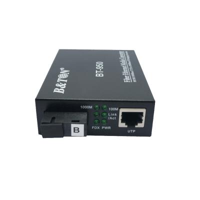 China Fiber BTON 10/100/1000Mbps Simplex SC Media Converters Fiber Optic Ethernet Over for sale