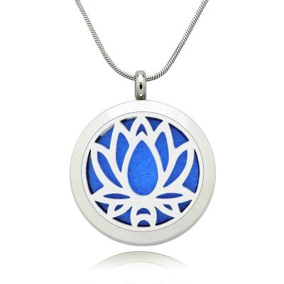 China Factory Product FASHIONABLE Lotus Necklace Stainless Steel Essential Oil Jewelry Aromatherapy Diffuser Necklace Pendant for sale