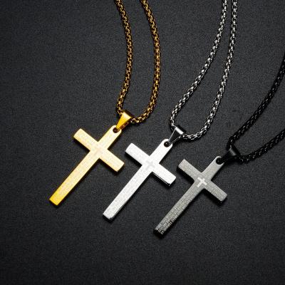 China Factory Retro Classic Titanium Steel Cross Pendant Necklace Men TRENDY for sale