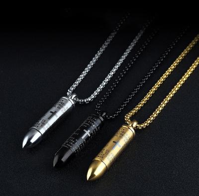 China Wholesale FASHIONABLE Classic Cross Titanium Bullet Necklace Mens Stainless Steel Men's Steel Necklace Pendant for sale