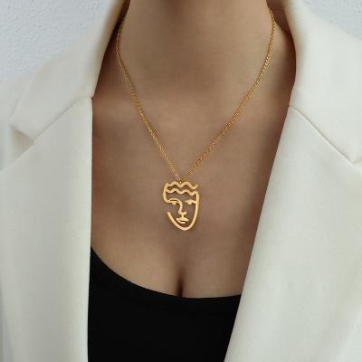 China Trendy Fashion 18K Gold Plated Avatar Choker Stainless Steel Woman Titanium Pendant Necklace for sale