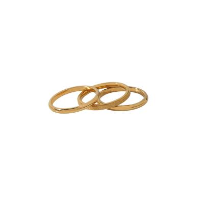 China FASHIONABLE Simple Female Titanium Steel 18K Gold Small Index Finger Ring Fashion Three Rings for sale