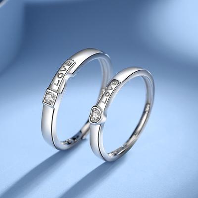 China Fashion S925 Sterling Silver Love Ring Men Women Couple Rings Valentine's Day Gifts Open Rings for sale