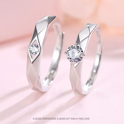 China Fashion couple ring a pair of diamond s925 sterling silver simple memorial gift love fashion symbolic ring for sale