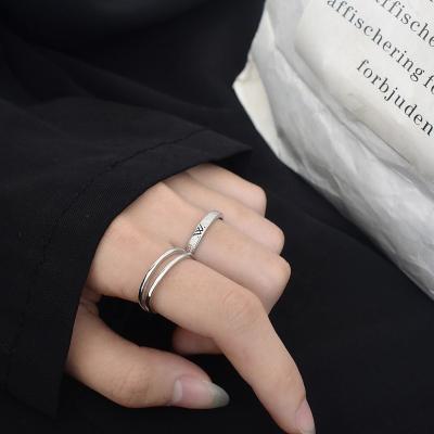 China Fashion jewelry s925 letter W ring sterling silver frosted open men's trendy ring for sale