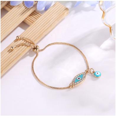 China Low Price CLASSIC OEM Alloy Evil Eye Shape Charm Bracelet Bangles Women Bracelet for sale