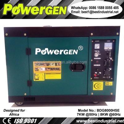 China New design! ! ! Silent Enclosure Type POWERGEN Portable Diesel Generator 8KW 60Hz 15Liters Single Phase for sale