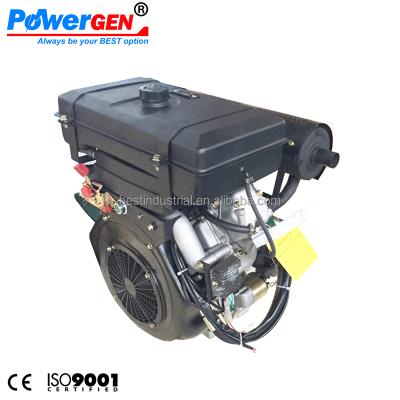 China Air-cooled hot sale! ! ! POWERGEN Air Cooled Electric Start V Twin Diesel Engine 22HP for sale