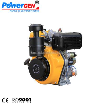 China Air-cooled best price! ! ! POWERGEN 192FE Electric Start Air Cooled Vertical Type Single Cylinder Horizontal Shaft Diesel Engine 14HP for sale