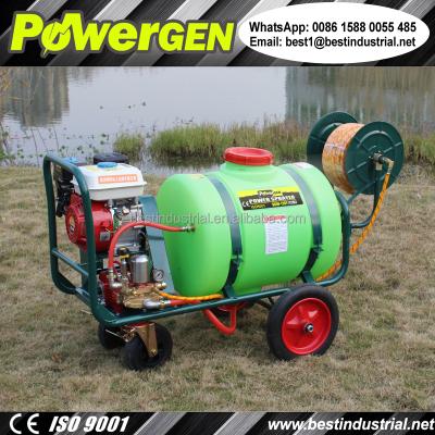 China POWERGEN 6.5HP Agriculture Gasoline Engine Spray Machine Trolley Orchard Power Sprayer 120L for sale