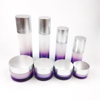 China Factory direct-sale cosmetic gradient purple empty acrylic cream jar and bottle sets skin care packaging for sale