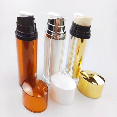 China Cosmetic Good Quality Acrylic Plastic 15ml*2 Double Tube And Head Press Pump Airless Bottle For Sunscreen Cream for sale