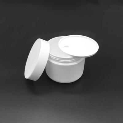 China Cheap Price Cosmetic Cylinder Round White Double Wall 120ml PP Cosmetic Jars With Flat Lids For Face Creams for sale