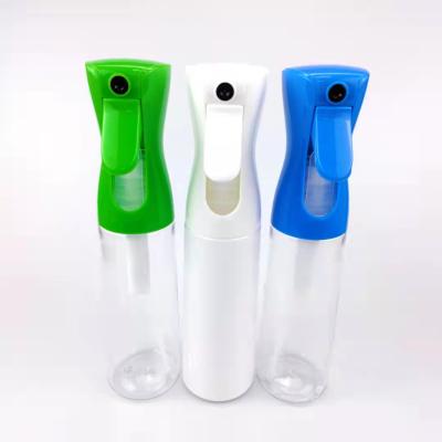 China Cosmetic Refillable PET Water Bottles 300ml Plastic Continuous Spray Perfume Bottle With Spray Atomizer for sale